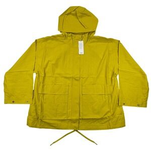 EILEEN FISHER Yarrow Hooded Coat Jacket Butter Yellow Organic Cotton Nylon XL TG